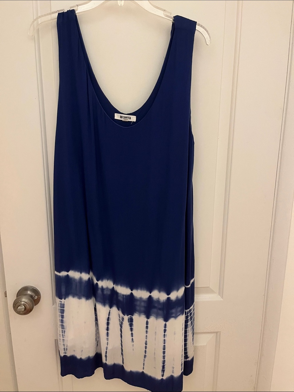 BB Dakota Navy and White Tie-Dye Midi Dress